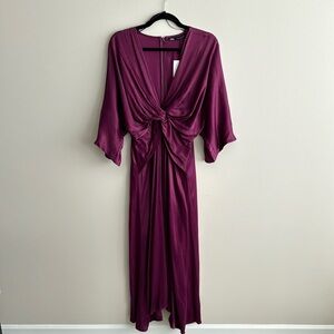 Purple Satin Cinched Waist Zara Dress